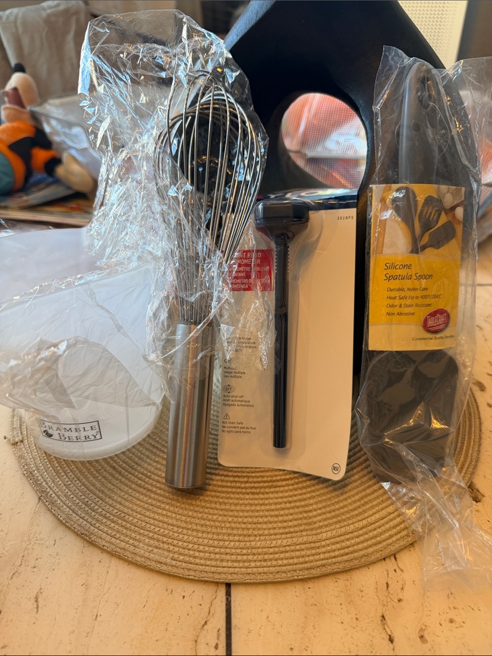 Taylor Black Thermometer & Silicone Spatula Spoon and Stainless Steel Whisk Set